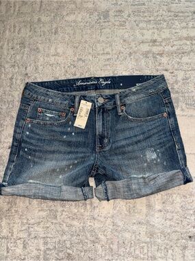 American Eagle Outfitters Light Wash Distressed Denim Shorts - Blue